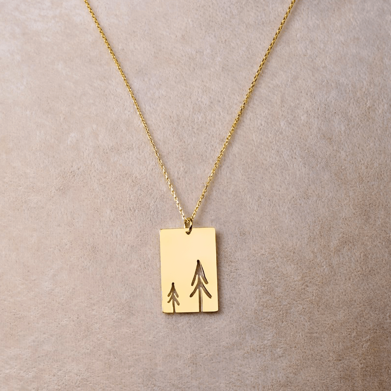Tree Necklace Pine Forest Themed Pendant with Chain