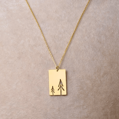 Tree Necklace Pine Forest Themed Pendant with Chain