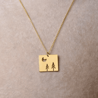 Tree Necklace Pine Forest Themed Pendant with Chain