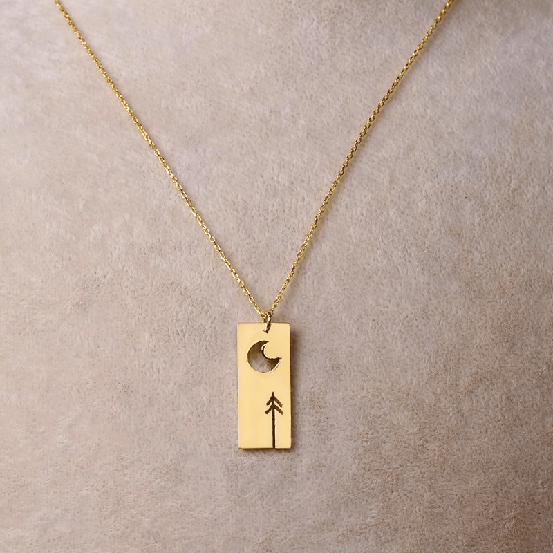 Tree Necklace Pine Forest Themed Pendant with Chain