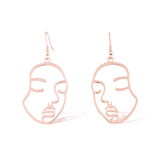 Abstract Face Dangle Earrings in Silver Exclusive Jewelry