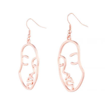 Abstract Face Dangle Earrings in Silver Exclusive Jewelry