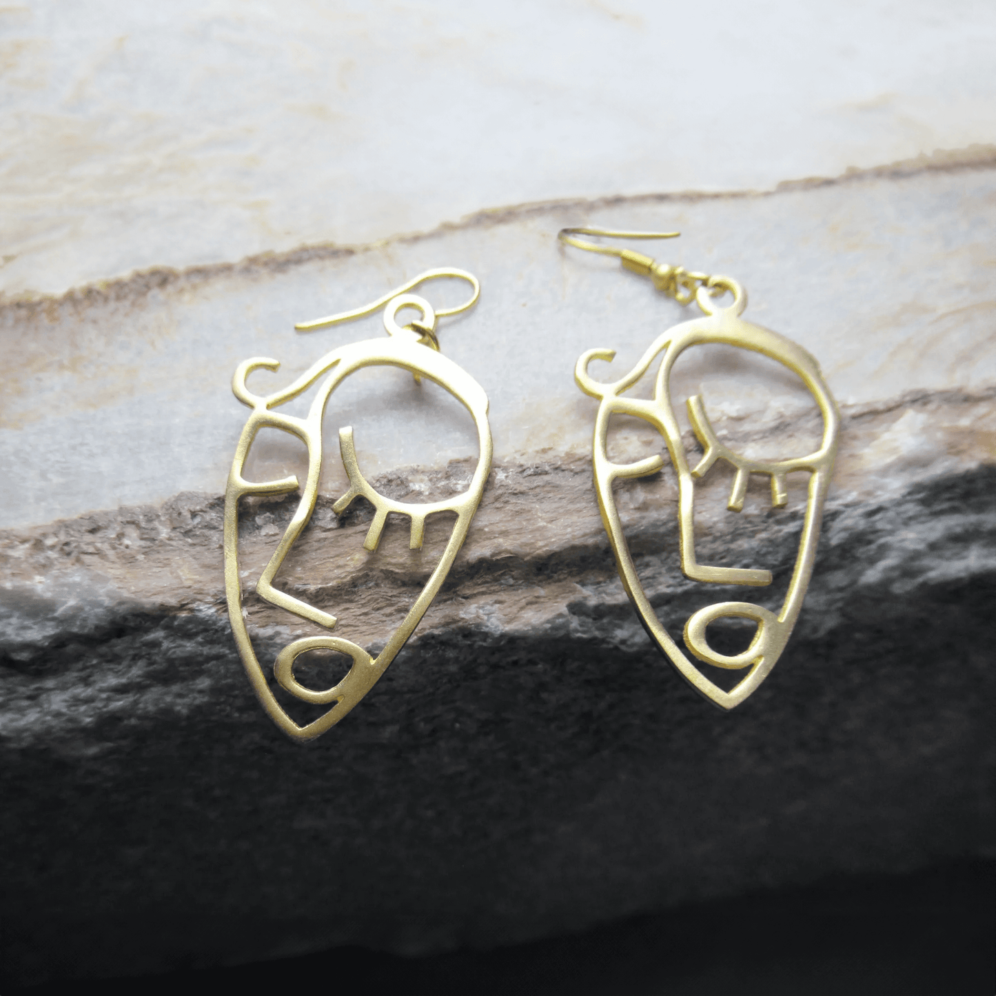 Twins Silhouette Hollow Out Face Dangle Hook Earrings