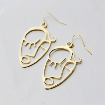 Twins Silhouette Hollow Out Face Dangle Hook Earrings