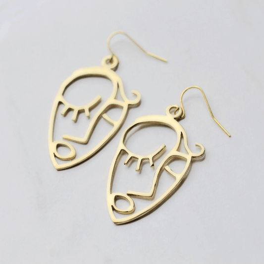 Twins Silhouette Hollow Out Face Dangle Hook Earrings