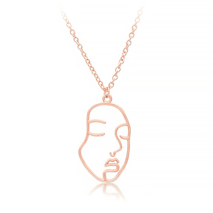 Femme Necklace 925 Silver with Gold Overlay Face Pendant