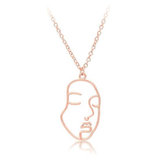 Femme Necklace 925 Silver with Gold Overlay Face Pendant