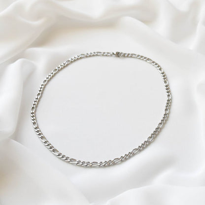 Figaro Chain 4 mm Silver Choker Necklace for Women