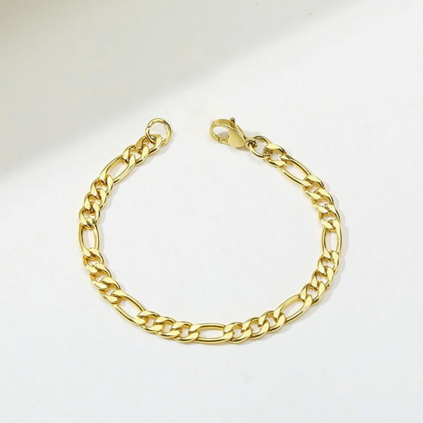 Women's 5mm Figaro Chain Bracelet Solid Silver