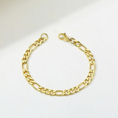 Women's 5mm Figaro Chain Bracelet Solid Silver