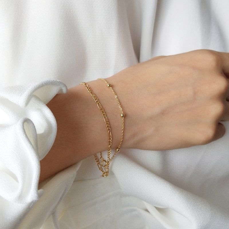 Women's Chain Bracelet Set Solid Silver Jewelry