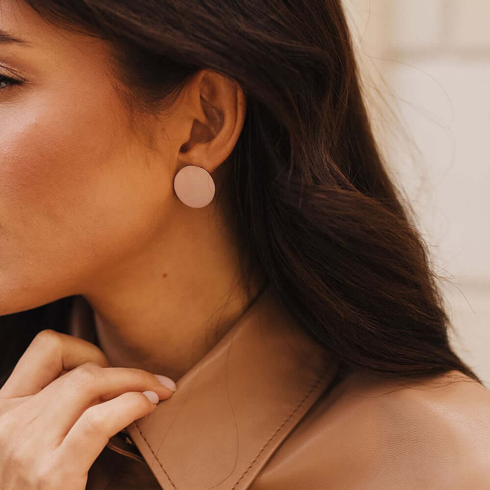 Flat Circle Studs 20mm Sterling Silver Stylish Statement Earrings