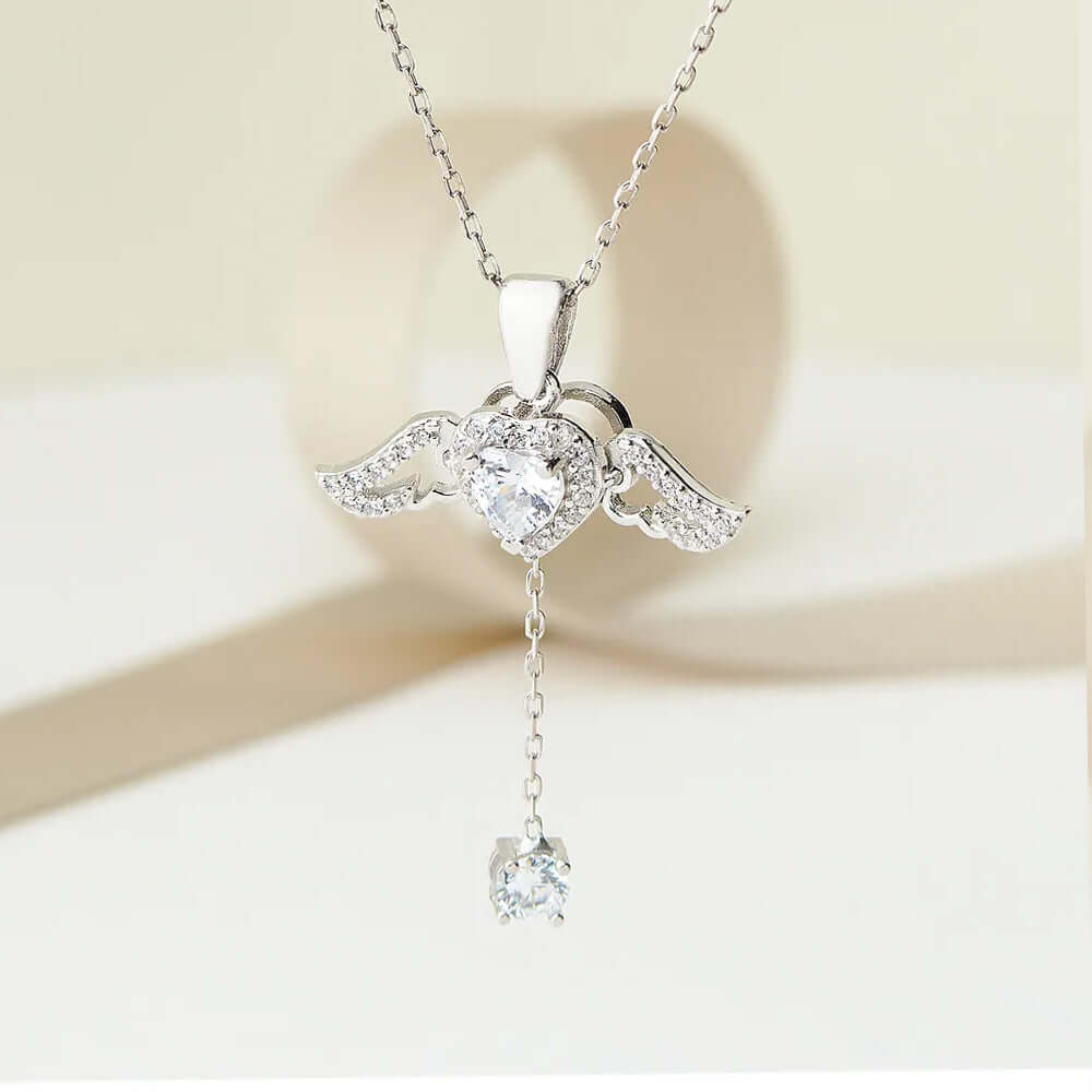 Flying Heart Necklace Pendant with Moving Wings