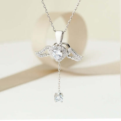 Flying Heart Necklace Pendant with Moving Wings