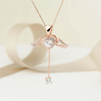 Flying Heart Necklace Pendant with Moving Wings