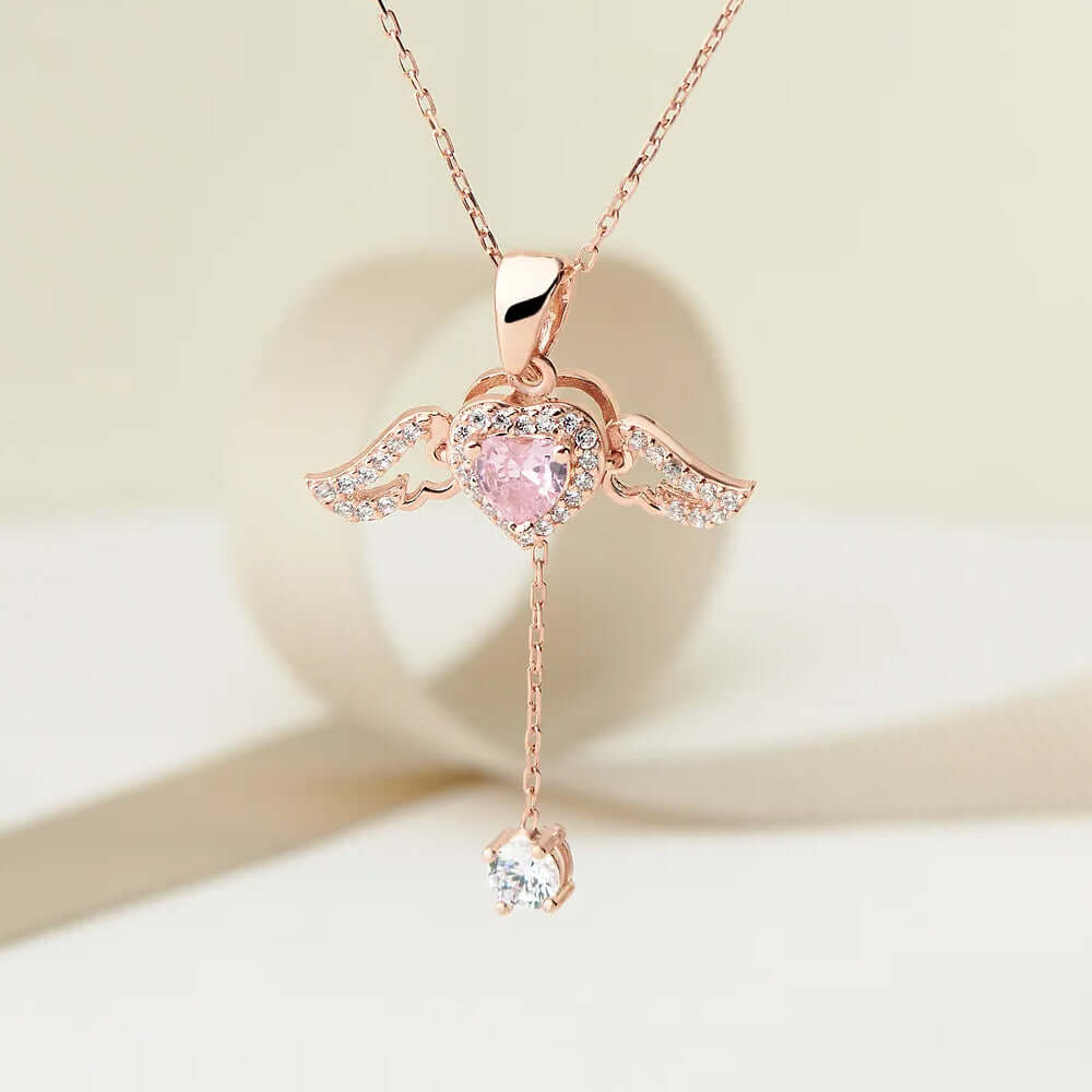 Flying Heart Necklace Pendant with Moving Wings