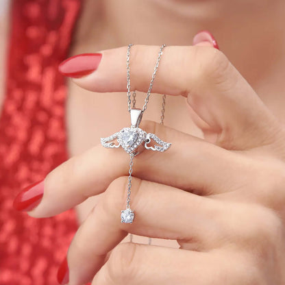 Flying Heart Necklace Pendant with Moving Wings