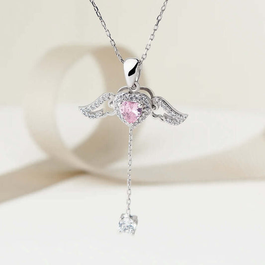 Flying Heart Necklace Pendant with Moving Wings