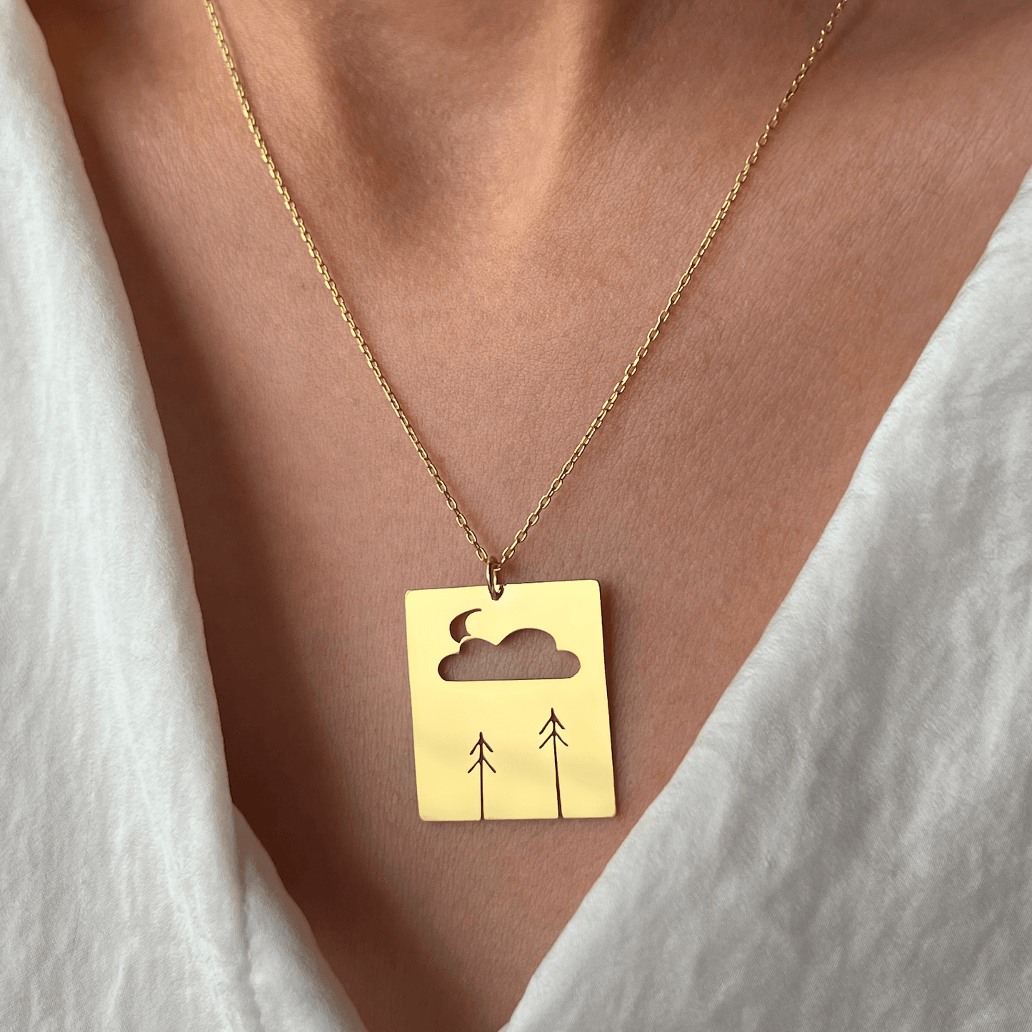 Tree Necklace Pine Forest Themed Pendant with Chain