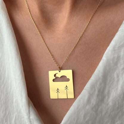 Tree Necklace Pine Forest Themed Pendant with Chain