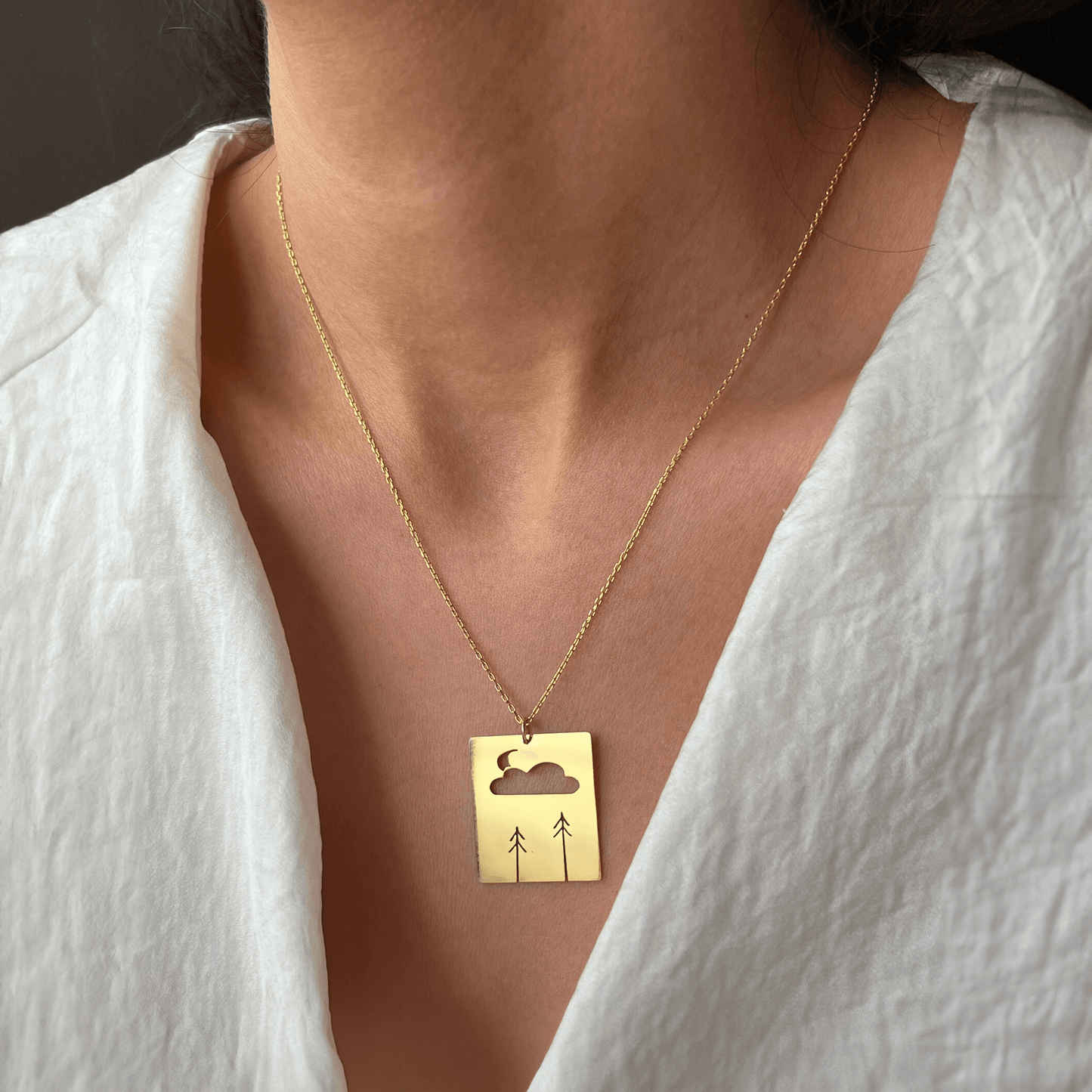 Tree Necklace Pine Forest Themed Pendant with Chain