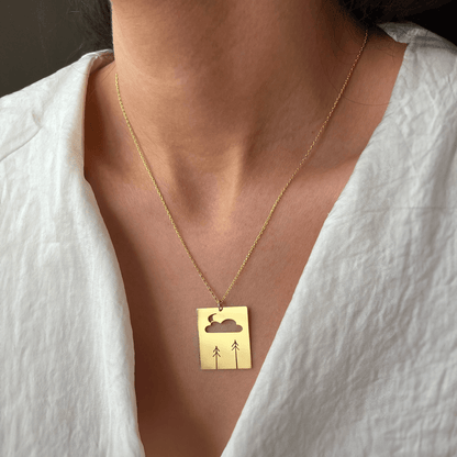 Tree Necklace Pine Forest Themed Pendant with Chain