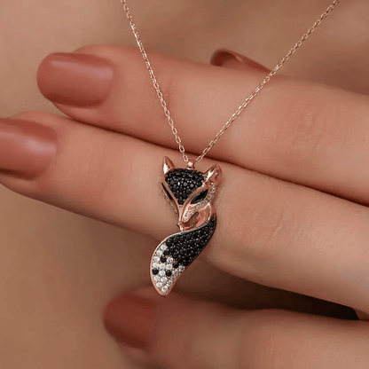 Fox Pendant Necklace with Zircon Animal Lover Gift