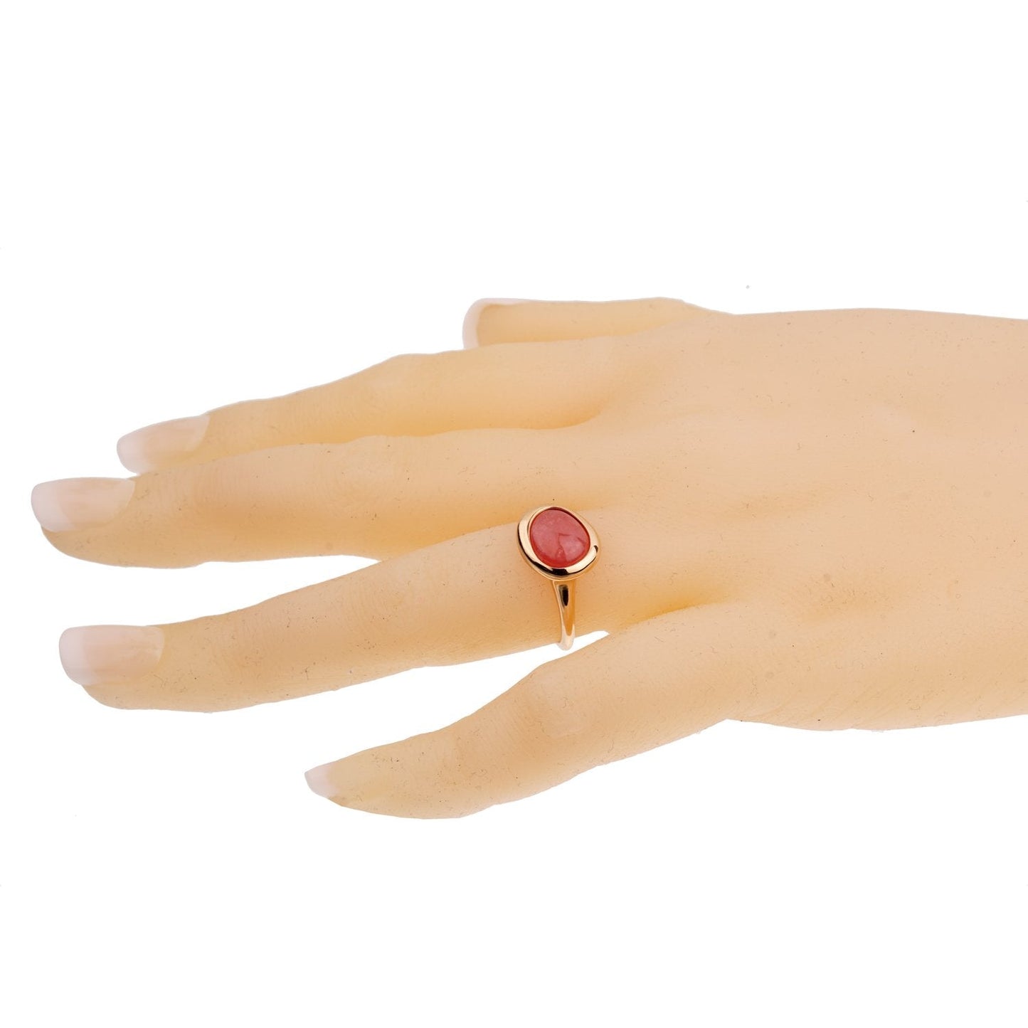 Frthted of Paris 3ct Pink Quartz Cabochon 18k Rose Gold Cocktail Ring Sz 5