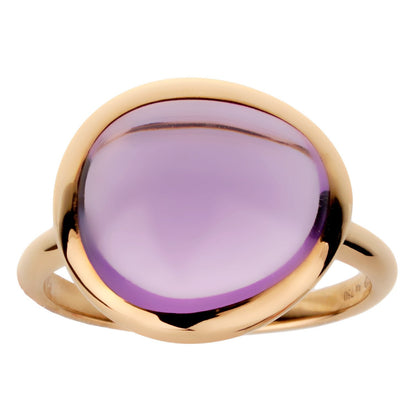 Frthted of Paris 7ct Amethyst Cabochon 18k Rose Gold Cocktail Ring Size 6