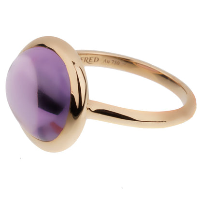 Frthted of Paris 7ct Amethyst Cabochon 18k Rose Gold Cocktail Ring Size 6