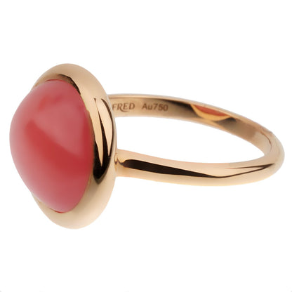 Frthted of Paris Rhodochrosite 18k Rose Gold Cocktail Ring Sz 6 1/2