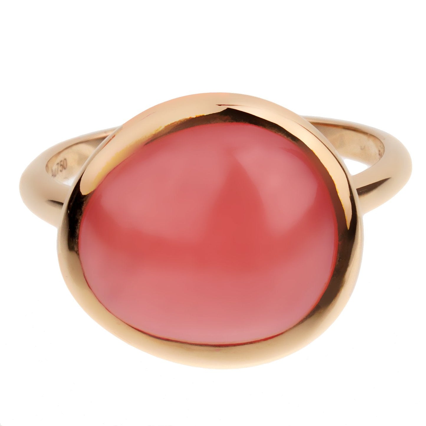 Frthted of Paris Rhodochrosite 18k Rose Gold Cocktail Ring Sz 6 1/2