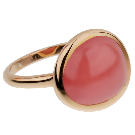 Frthted of Paris 7ct Cabochon Rhodochrosite 18k Rose Gold Cocktail Ring Size 6 3/4