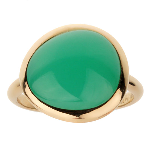 Frthted of Paris 7ct Chrysoprase Cabochon 18k Yellow Gold Cocktail Ring Size 5 1/4