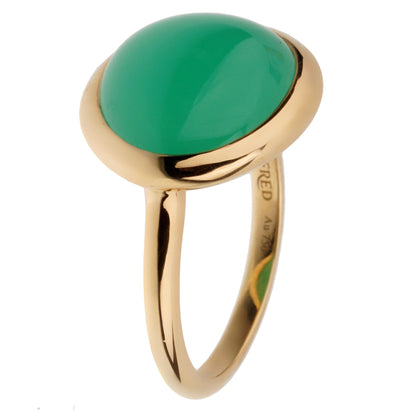 Frthted of Paris 7ct Chrysoprase Cabochon 18k Yellow Gold Cocktail Ring Size 5 1/4