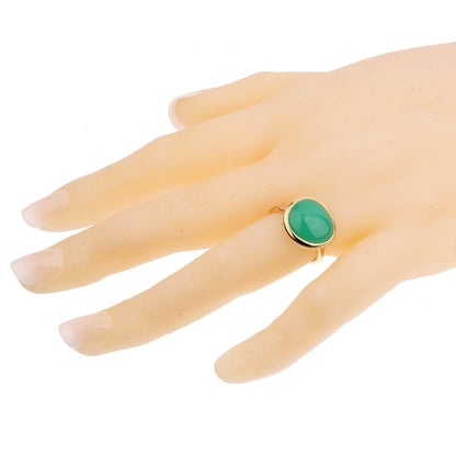 Frthted of Paris 7ct Chrysoprase Cabochon 18k Yellow Gold Cocktail Ring Size 5 1/4