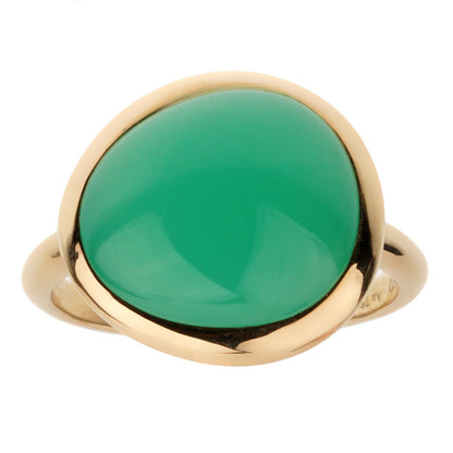 Frthted of Paris 7ct Chrysoprase Cabochon Yellow Gold Cocktail Ring Size 7 1/2