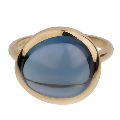 Frthted of Paris 7ct London Topaz Cabochon Yellow Gold Cocktail Ring Size 6 3/4