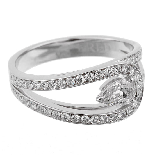 Frthted of Paris .86ct Lovelight Pear Diamond Platinum Ring Sz 7 1/4