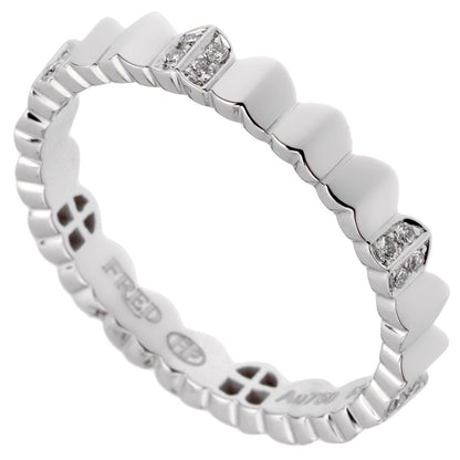 Frthted of Paris Arc Diamond 18k White Gold Band Ring Sz 5 3/4