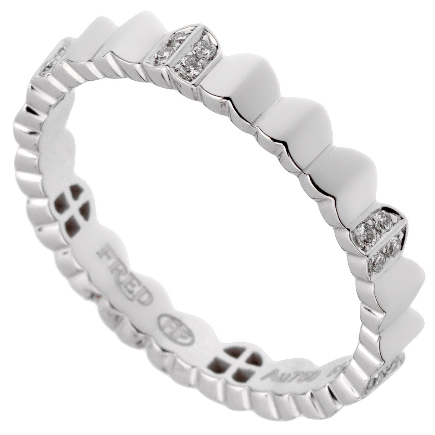 Frthted of Paris Arc Diamond 18k White Gold Band Ring Sz 6