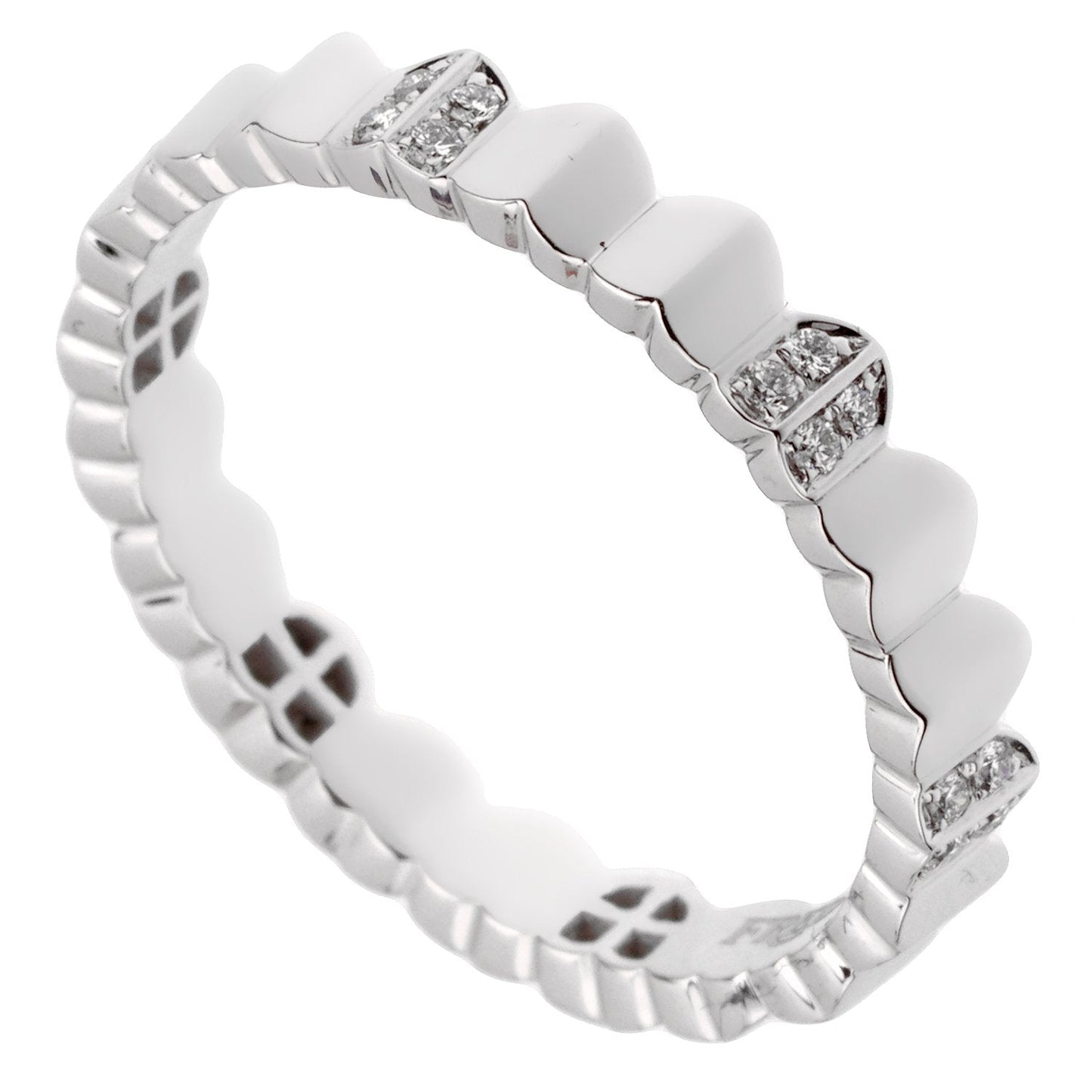 Frthted of Paris Arc Diamond 18k White Gold Band Ring Sz 6