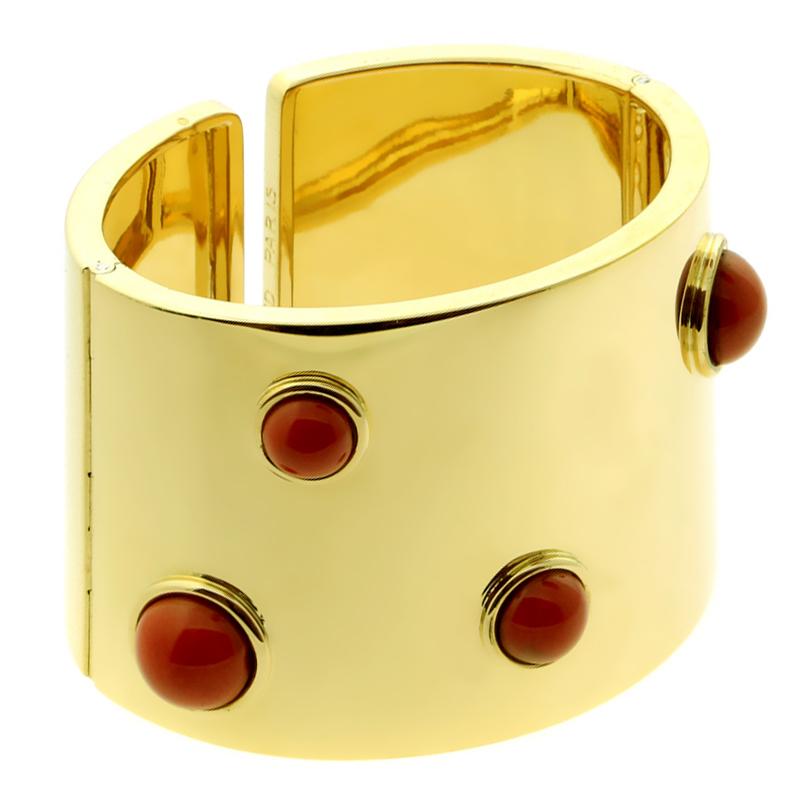 Frthted of Paris Coral Gold Cuff Bracelet
