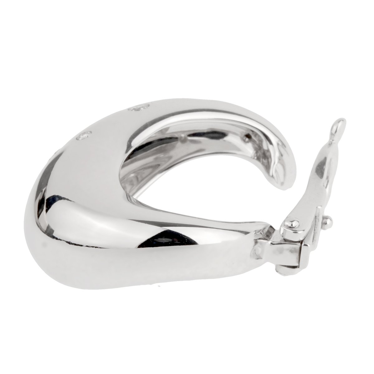 Frthted of Paris Diamond Hoop 18k White Gold Earrings