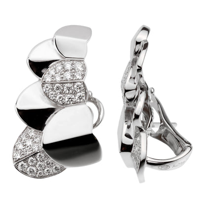 Frthted of Paris Double Arc 18k White Gold Diamond Earrings