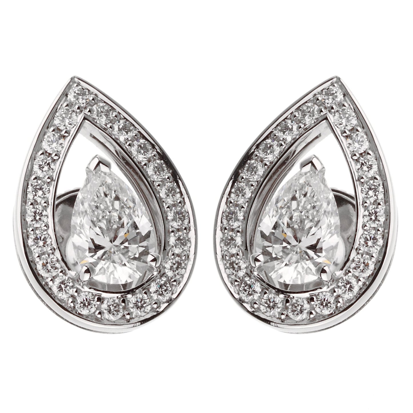 Frthted of Paris Lovelight Pear Shaped Diamond Stud Earrings