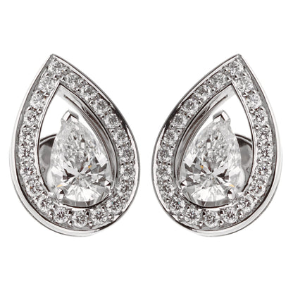 Frthted of Paris Lovelight Pear Shaped Diamond Stud Earrings