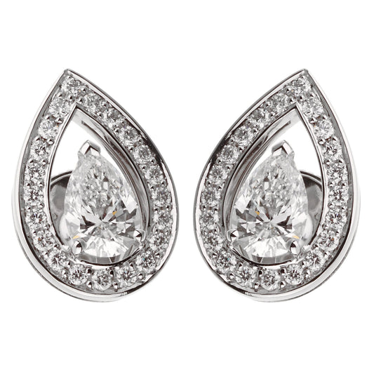 Frthted of Paris Lovelight Pear Shaped Diamond Stud Earrings