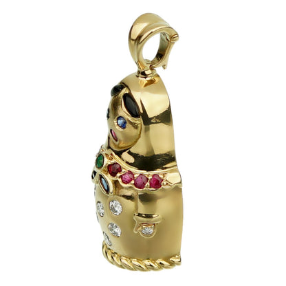 Frthted of Paris Matryoshka Diamond Doll Gold Pendant Necklace