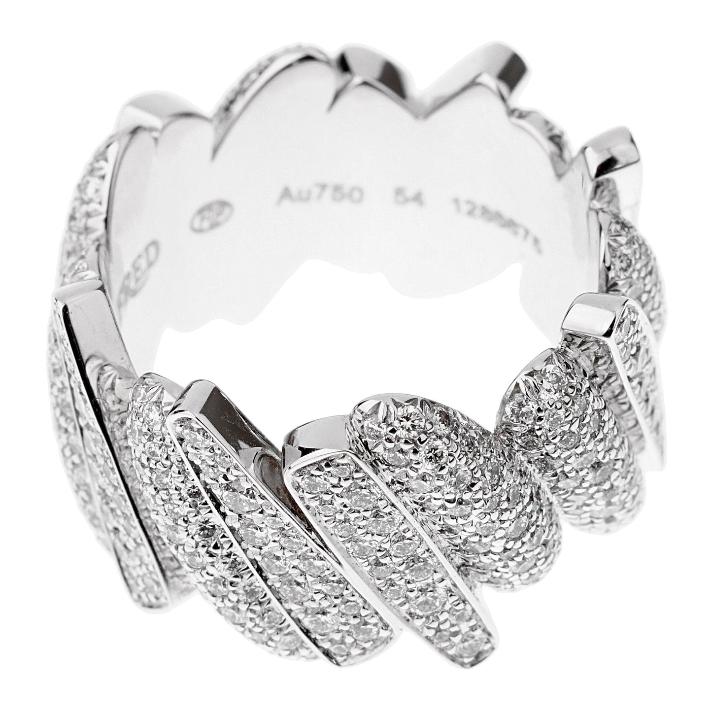 Frthted of Paris Pave Diamond Cocktail 18k White Gold Ring Size 7